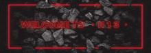 a neon sign that says welcome to n13 on a black background