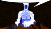a video game character with a speech bubble above him