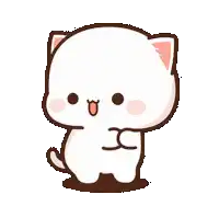 a cartoon cat is standing in the dirt and giving a peace sign .