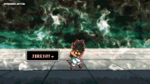 a pixel art of a character with the word jiren on the bottom