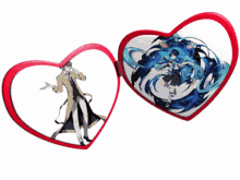 a heart shaped item with a picture of a girl with blue hair