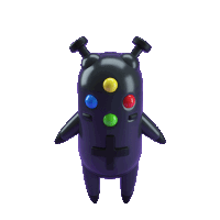 a purple toy with a cross on the front