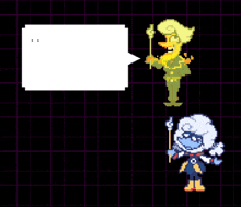 a pixel art of a cartoon character talking about rain and rain