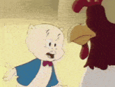 a pig and a rooster from looney tunes are standing next to each other