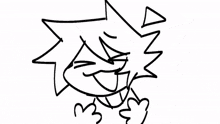 a black and white drawing of a cartoon character laughing with a heart in his mouth .