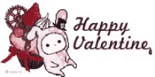 a pixel art of a bunny holding a heart and the words `` happy valentine ''