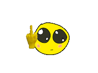 a yellow hand is giving the middle finger in front of a smiley face