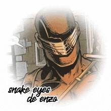 a drawing of snake eyes de enzo with a speech bubble above him