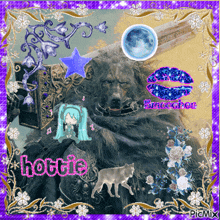 a picture of a wolf with the word hottie on the bottom right