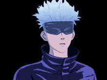 a drawing of a person with white hair and a black eye mask