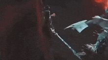 a person is flying through the air with a lightning bolt