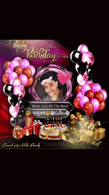 a happy birthday greeting card with a picture of a boy and balloons