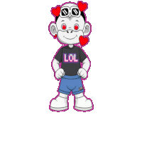 a cartoon monkey wearing sunglasses and a lol shirt