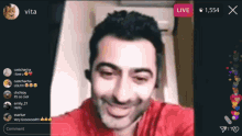 a man 's face is visible in a live stream with 1,554 viewers