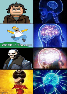 a picture of homer simpson and a picture of a skull with the words wordle solved