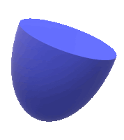 a blue sphere on a white background that looks like a bowl