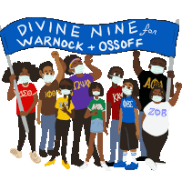 Divine Nine Divine Nine For Warnock And Ossoff Sticker - Divine Nine Divine Nine For Warnock And Ossoff Warnock Stickers