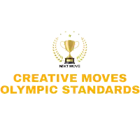 a logo for creative moves olympic standards with a trophy and laurel wreath