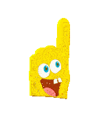 Spongebob Squarepants Foam Finger Wiggle Nickelodeon Sticker - Spongebob Squarepants Foam Finger Wiggle Nickelodeon Slime Oozing On Foam Finger Stickers