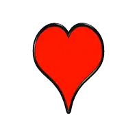 a red heart with a black outline and a white background