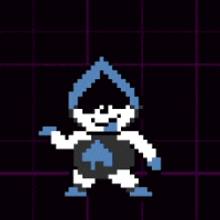 a pixel art of a person holding a heart shaped object on a black background .