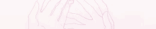 a close up of a pink drawing of a person 's hands on a white background .