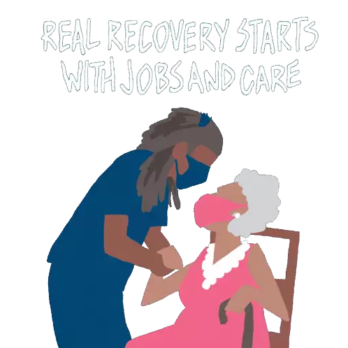 Real Recovery Starts With Jobs And Care Male Nurse Sticker - Real Recovery Starts With Jobs And Care Jobs And Care Male Nurse Stickers