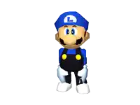 a cartoon character with a l on his hat