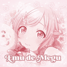 a picture of a girl with the name emu de megu on the bottom