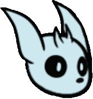 a cartoon drawing of a cat 's head with black eyes and ears