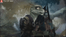 a painting of two monsters with the words " keep moving " below them