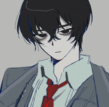 a drawing of a boy with glasses and a tie