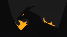 a silhouette of a dragon against a yellow background