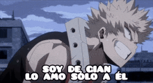 a cartoon character with the words soy de cian lo amo solo a el below him