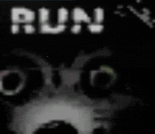 a black and white photo with the word run written in white letters