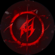 a red circle with a red lightning bolt in the center