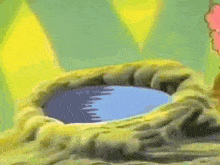 a cartoon drawing of a tree trunk with a hole in the middle of it
