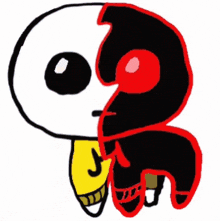 a cartoon drawing of a skull with a red outline