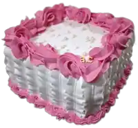 a white cake with pink frosting and the letters ac on the top