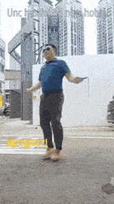 a man is jumping a jump rope with the words unc has found new hobby behind him
