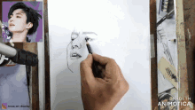 a drawing of a man 's face is being made by animatica