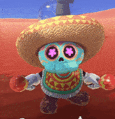 a skull wearing a sombrero and holding maracas in a video game