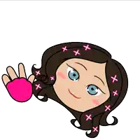 a cartoon drawing of a girl with x 's in her hair