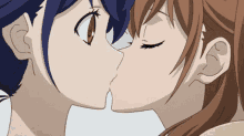 anime girl blush smile kiss