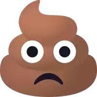 a brown poop with white eyes and a sad face on it