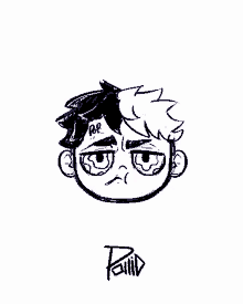 a drawing of a person with a tattoo on their forehead