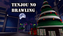 a poster for tenjou no brawling shows a christmas tree