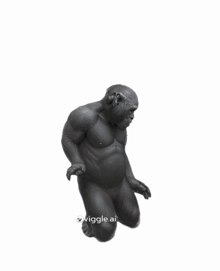 a statue of a gorilla is displayed on a white background with the words oviggle.ai below it