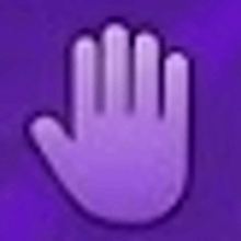 a purple hand icon is on a purple background .