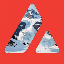 a red triangle with a picture of a bull running in the snow